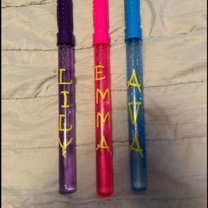 Personalized bubble wands! with child’s name on it.